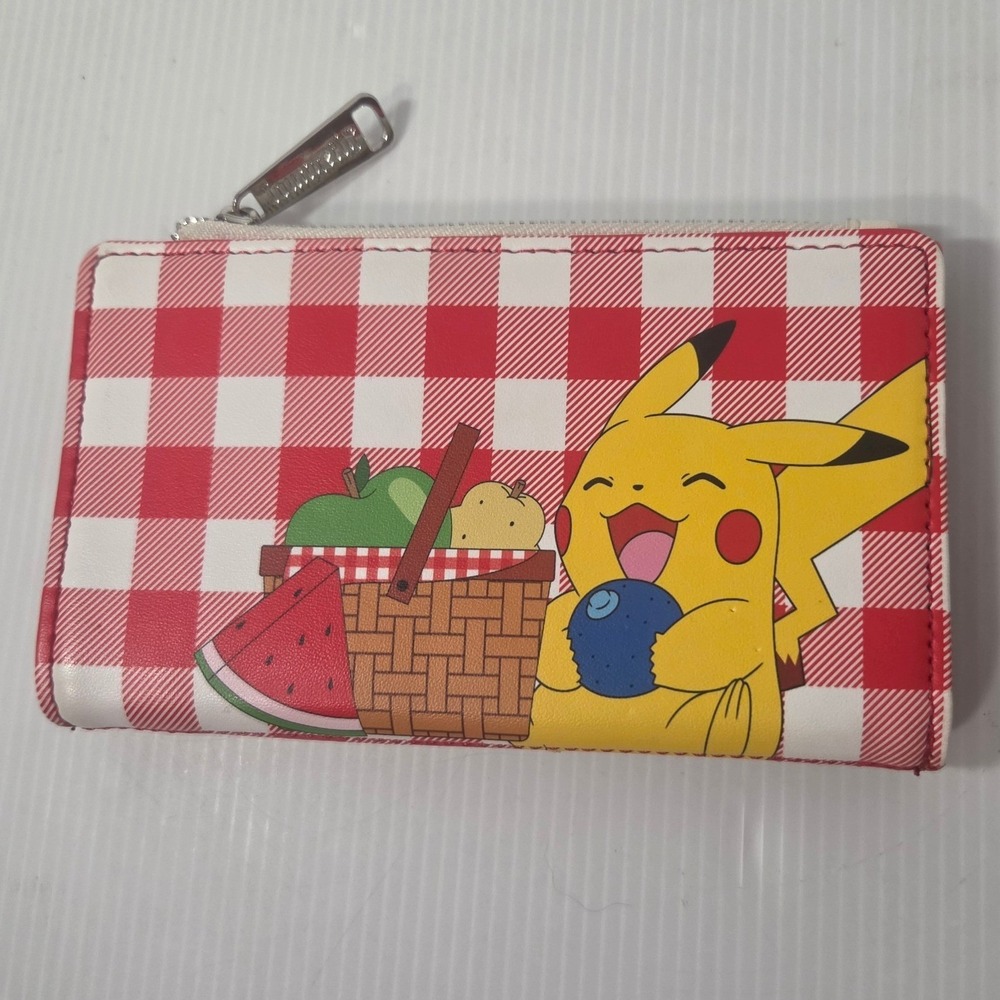 Loungefly Pokemon Wallet Preowned Red White Gingham Good Pikachu Picnic Basket